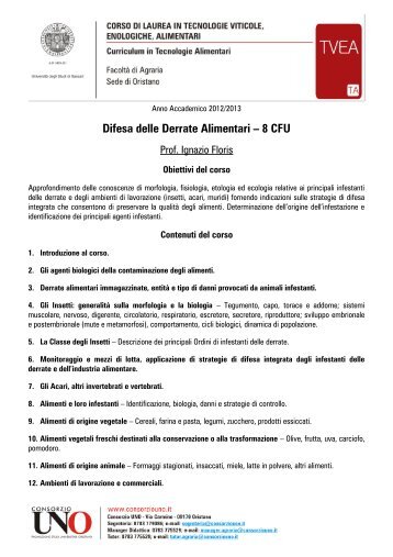 Difesa delle Derrate Alimentari â 8 CFU - Consorzio UNO