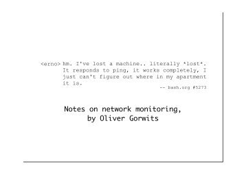 Notes on network monitoring, by Oliver Gorwits - Milton Keynes Perl ...