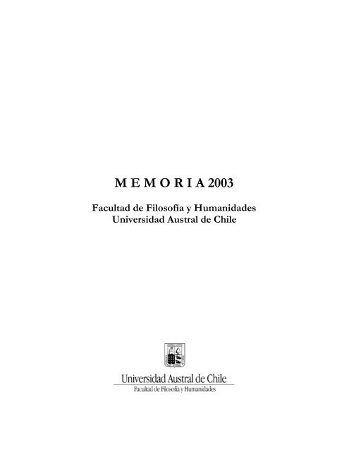 MEMORIA 2003 Facultad de FilosofÃ­a y Humanidades