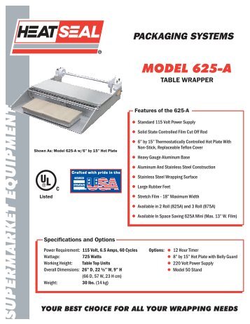 Heat Seal 625-A Food Wrapper brochure