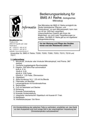 BMS 11 REIHE STEREOMIKROSKOPE