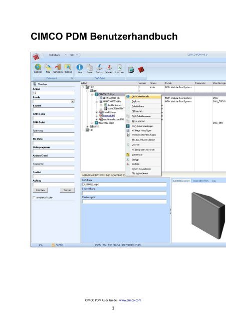 CIMCO PDM Benutzerhandbuch