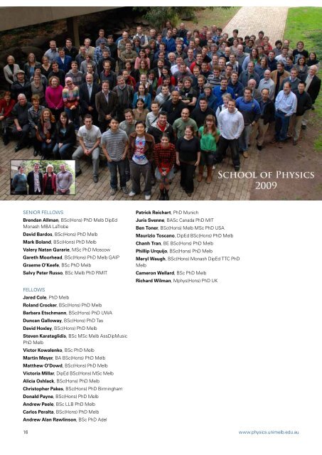 Annual Report 2009.pdf - School of Physics - University of Melbourne