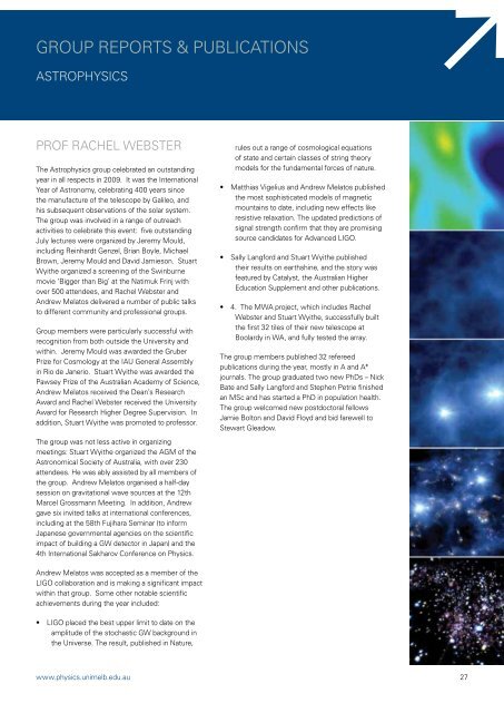 Annual Report 2009.pdf - School of Physics - University of Melbourne