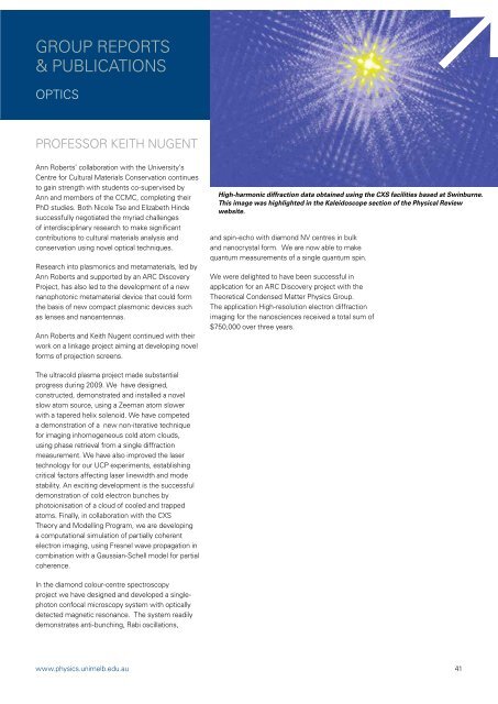 Annual Report 2009.pdf - School of Physics - University of Melbourne