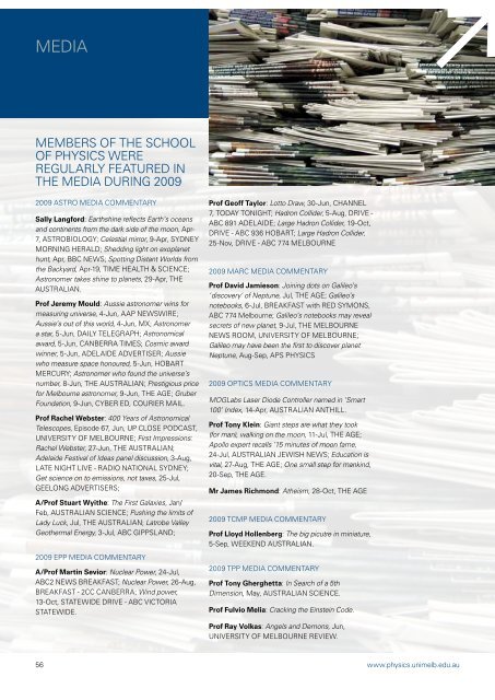 Annual Report 2009.pdf - School of Physics - University of Melbourne