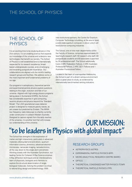 Annual Report 2009.pdf - School of Physics - University of Melbourne
