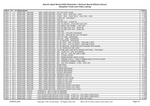 Sound Ideas Series 6000 Extension I General Sound Effects Library