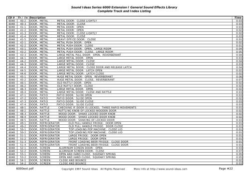 Sound Ideas Series 6000 Extension I General Sound Effects Library