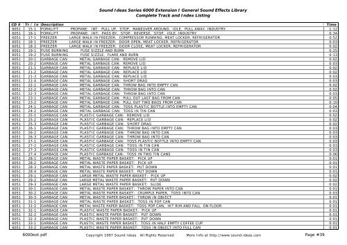 Sound Ideas Series 6000 Extension I General Sound Effects Library