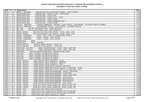 Sound Ideas Series 6000 Extension I General Sound Effects Library