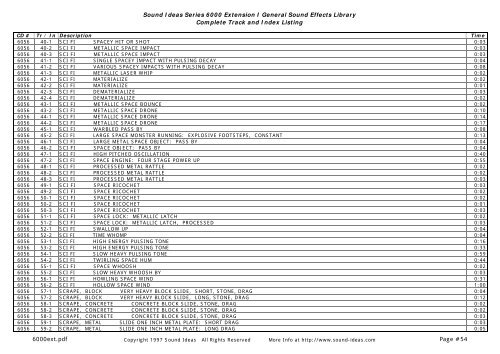 Sound Ideas Series 6000 Extension I General Sound Effects Library