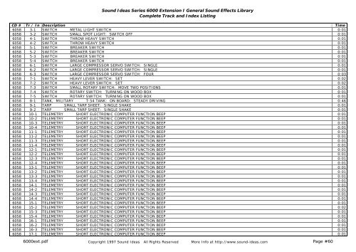 Sound Ideas Series 6000 Extension I General Sound Effects Library