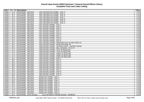 Sound Ideas Series 6000 Extension I General Sound Effects Library