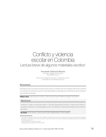Conflicto y violencia escolar en Colombia - Universidad de San ...