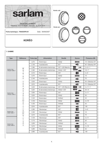 Fiche Technique F00393FR-01-KOREO.pdf - Sarlam