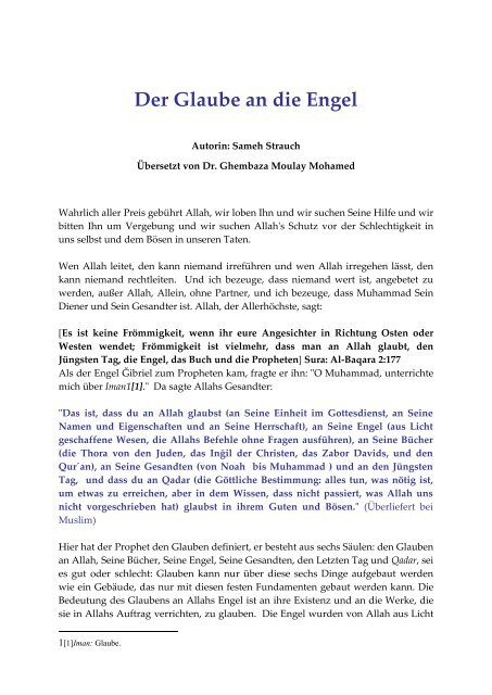 Der Glaube an die Engel - Masjid Omar Duesseldorf