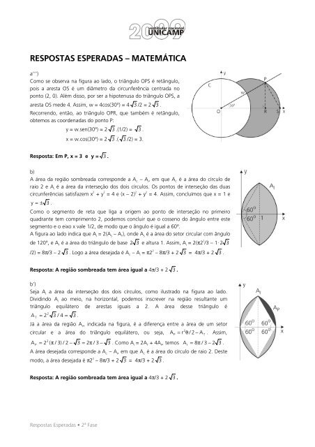 RESPOSTAS ESPERADAS â MATEMÃTICA - Unicamp