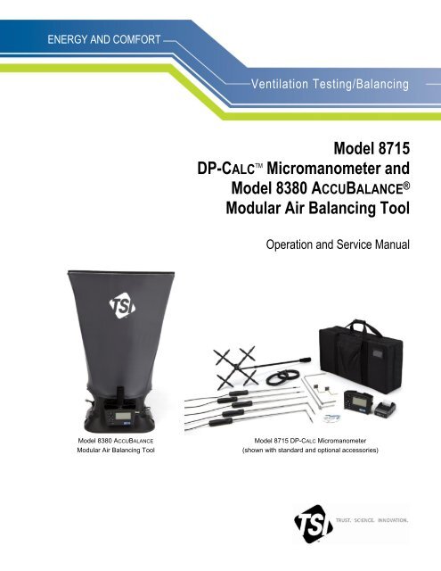 Model 8715 DP-CALCTM Micromanometer and Model 8380 ... - TSI