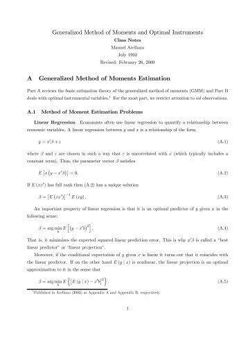 Generalized Method of Moments and Optimal Instruments A ... - Cemfi