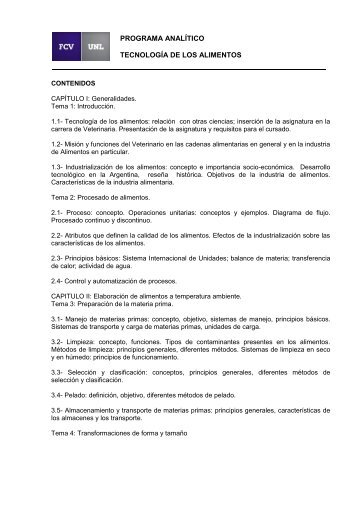 TecnologÃ­a de Alimentos - Facultad de Ciencias Veterinarias