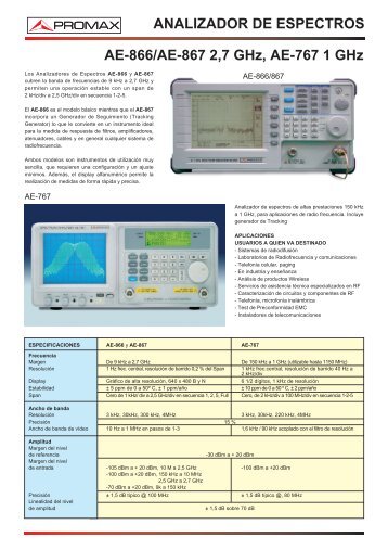 Analizador de espectros - AE-767 / AE-866 / AE-867 - Promax