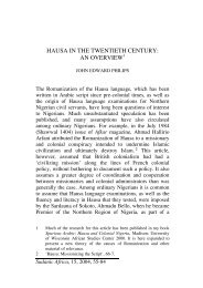 HAUSA IN THE TWENTIETH CENTURY: AN OVERVIEW1