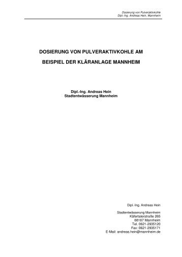 dosierung von pulveraktivkohle am beispiel der ... - Hydro Ingenieure