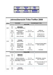 Jahresübersicht Trike-Treffen 2008 - Pegasus Triker