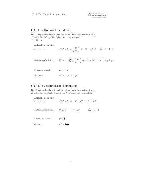 Formelsammlung Mathematik & Statistik - Hochschule Fresenius