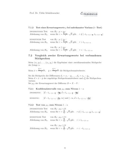 Formelsammlung Mathematik & Statistik - Hochschule Fresenius