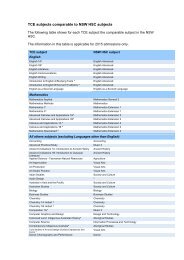 TCE subjects comparable to NSW HSC subjects table - Universities ...