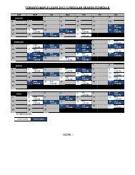 Printable Regular Schedule - Toronto Maple Leafs