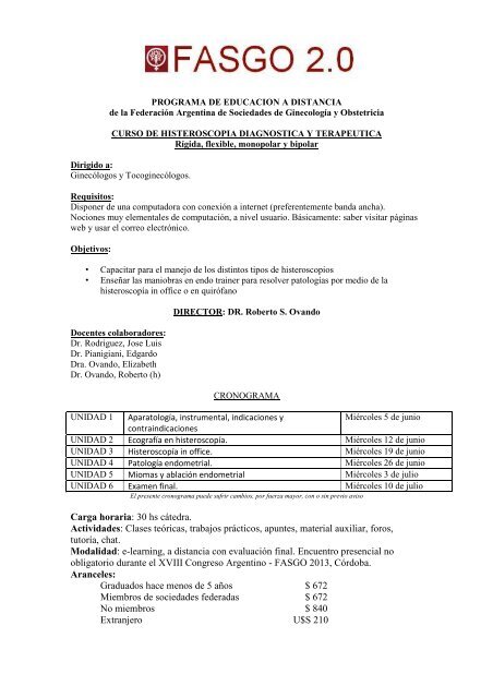 Curso de histeroscopía diagnóstica y terapéutica - fasgo