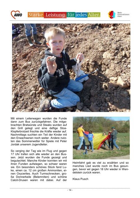 Wichtige Hinweise für Eltern und Betreuer - AWO Mineraliengruppe