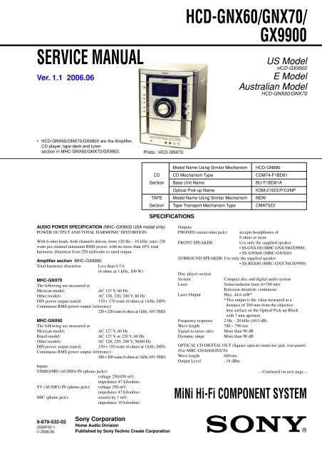 HCD-GNX60/GNX70/ GX9900 - Diagramas Gratis - Diagramas ...