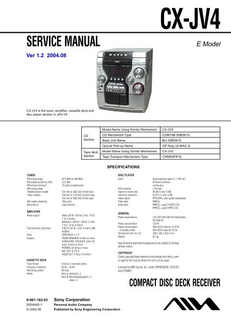 service manual compact disc deck receiver - Diagramas Gratis ...