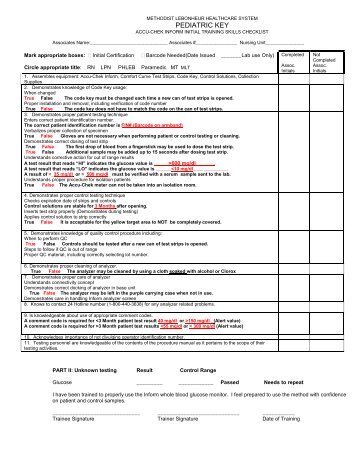 ACCU-CHEK INFORM SKILLS CHECKLIST - Methodist Healthcare