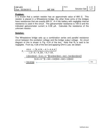 HW #03 Due: 02/28/2013 ME 308 Solution Set Problem: It is known ...