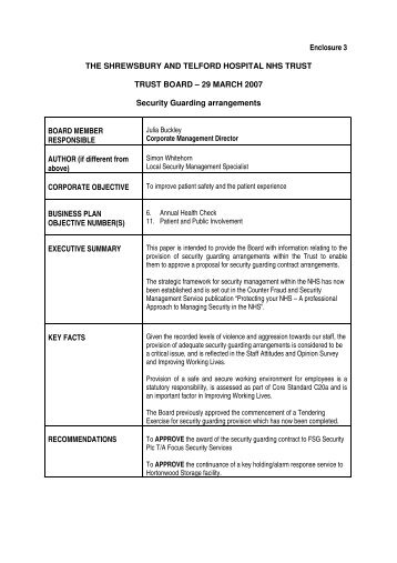 Security Guarding Arrangements - Royal Shrewsbury Hospitals NHS ...