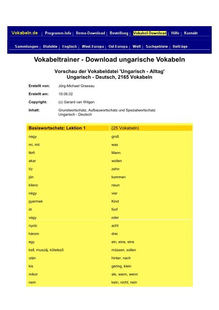 Vokabeltrainer - Download ungarische Vokabeln - Homepage der ...