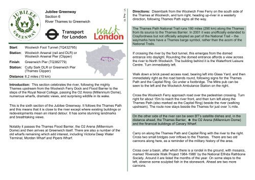 Jubilee Greenway Section 6 Directions Walk London