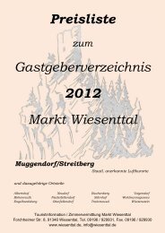 Preisliste Gastgeberverzeichnis 2012 Markt Wiesenttal