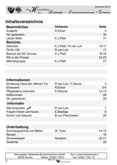 Hdes Bethesda - Seniorenzentrums -Gronau