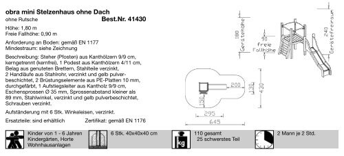 obra mini Stelzenhaus ohne Dach, ohne Rutsche ... - Locuri de joaca