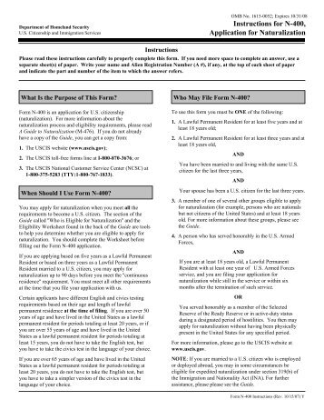 Instructions for N-400, Application for Naturalization