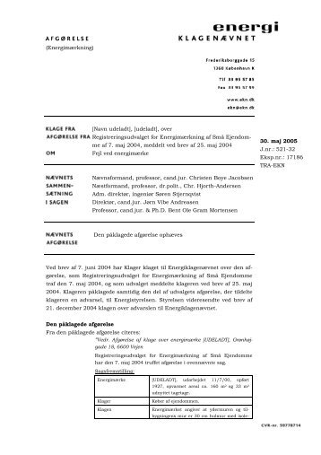 ctr. Registreringsudvalget for Energimærkning af Små Ejendomme ...