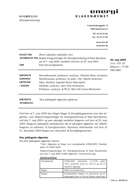 ctr. Registreringsudvalget for Energimærkning af Små Ejendomme ...