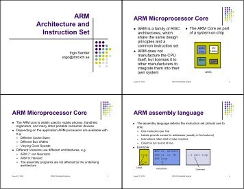 ARM Architecture and Instruction Set - KTH