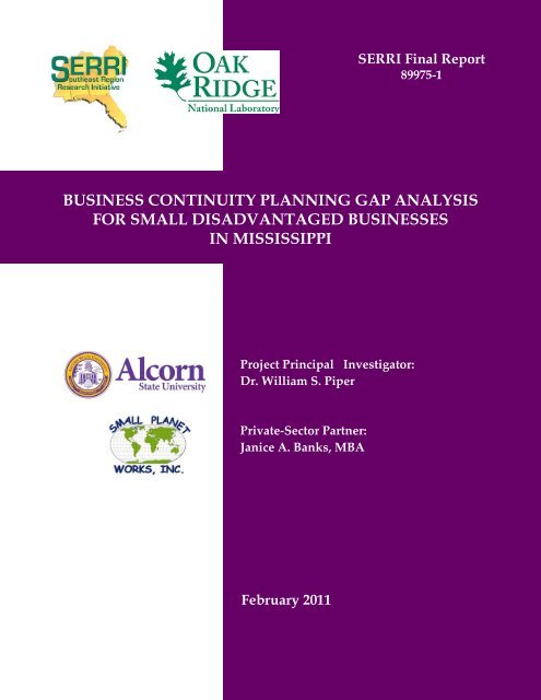 Business Continuity Planning Gap Analysis - Homeland Security ...